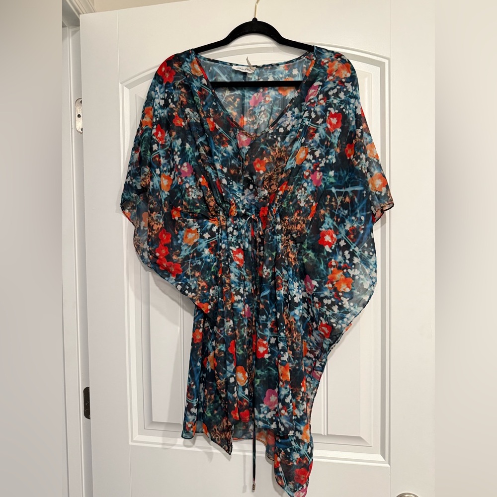 Calvin Klein Floral Tunic - Multicolor Sz L/XL Cover Up Beach